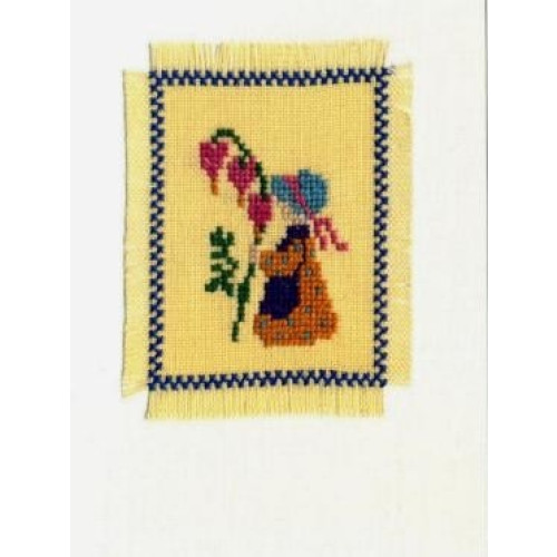 Faltkarte bestickt mit Blumenmädchen (A5,15a)