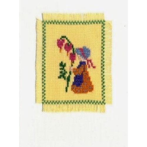Faltkarte bestickt mit Blumenmädchen (A5,15b)