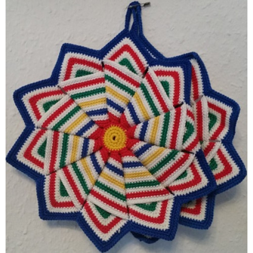Topflappen Stern mit blauem Rand (TL 2)