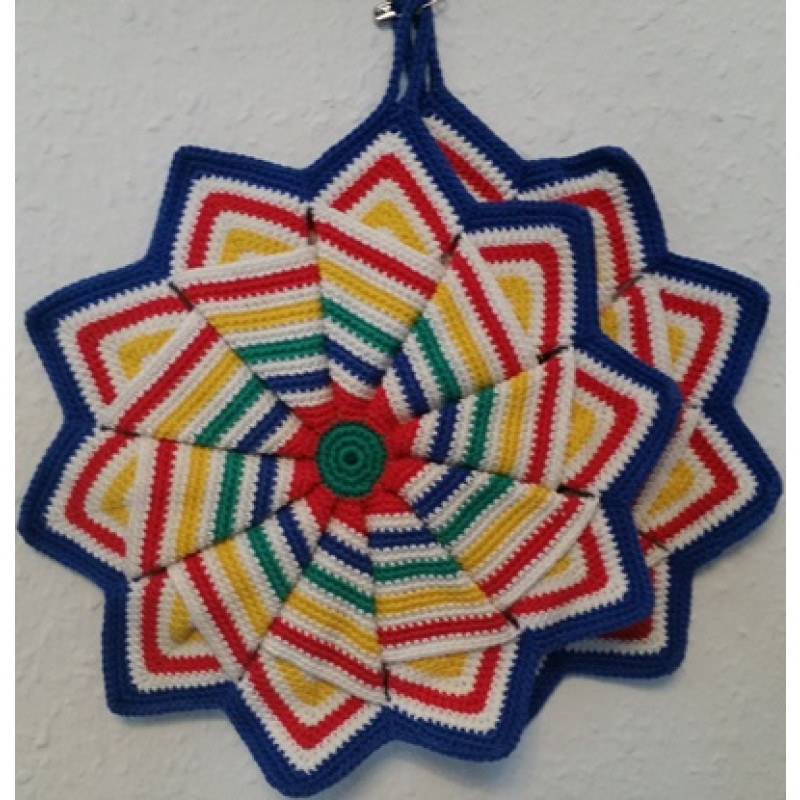 Topflappen Stern mit blauem Rand (TL 4)
