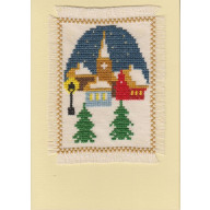 Weihnachtskarte mit winterlichem Dorf (W6,4)